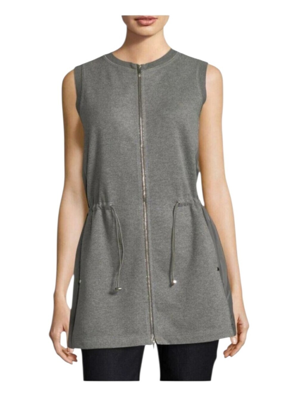 Lafayette 148 Womens Nickel Melange Gray Lalita Silk Tunic Vest Size P